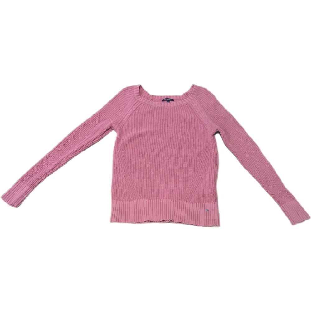 American Eagle Outfitters Mauve Pink Ribbed Knit Crewneck Sweater Womens Small